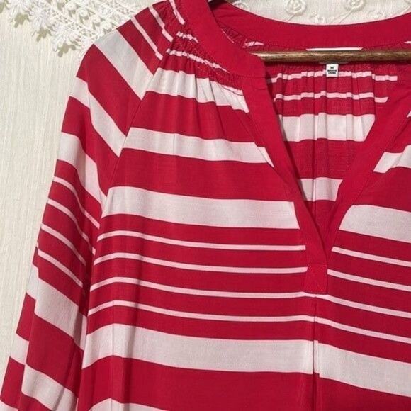 Crown & Ivy Shirt Womns Medium Blouse Stripes 3/4 Sleeve Medium 5 FOR $25 π΅ π² - Picture 2 of 6